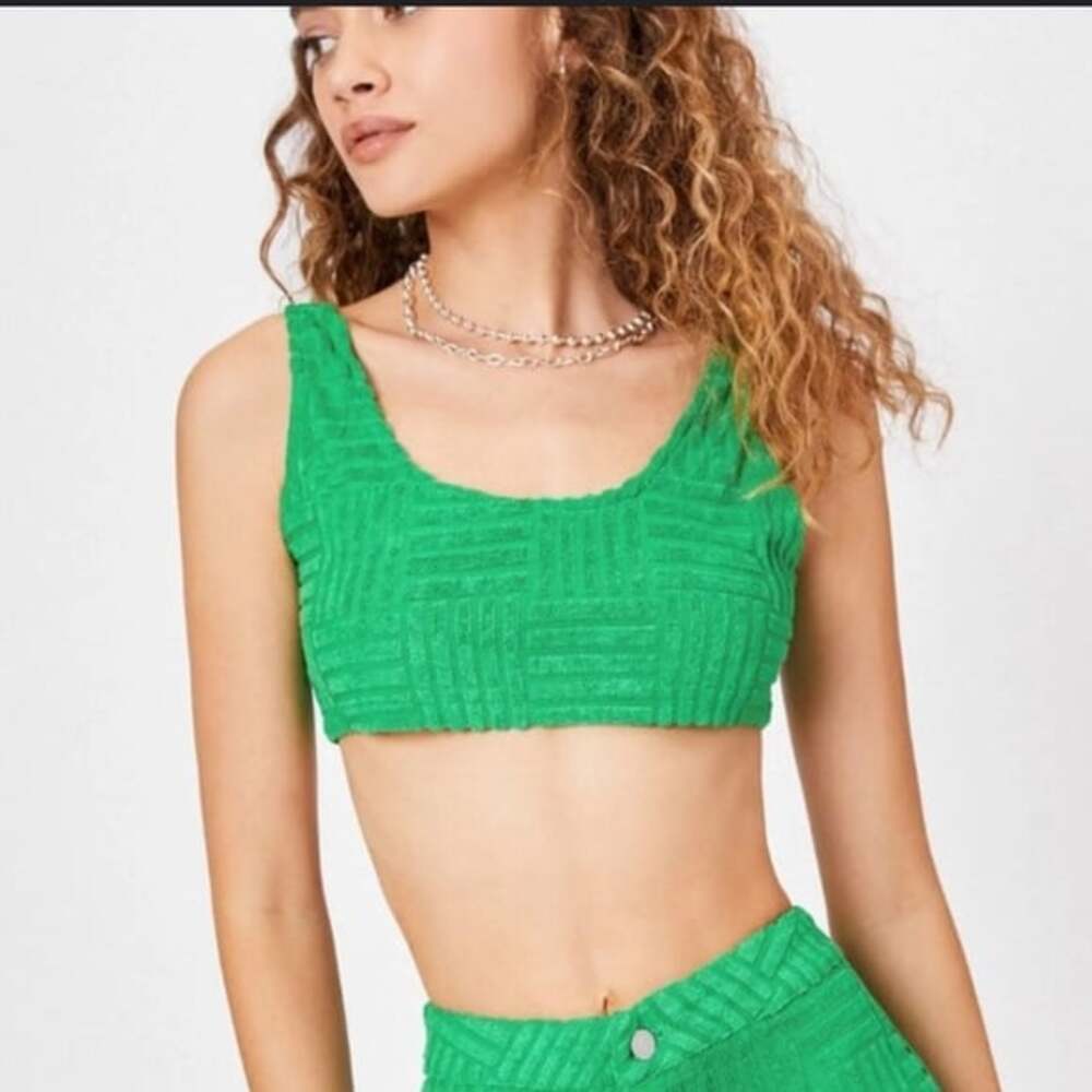 Cider Green Terry Cloth Crop Top New - Picture 1 of 7